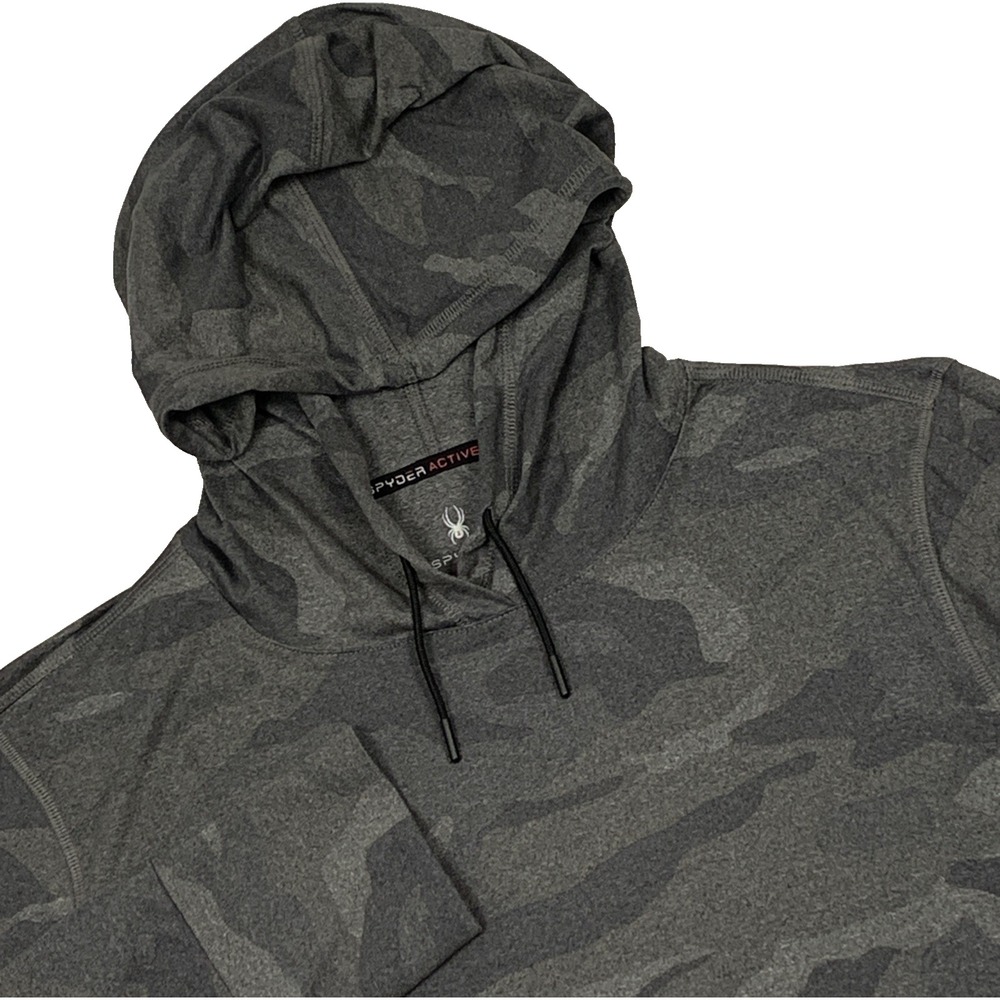 Spyder Performance Hoodie Mens XL Pullover Gray Camouflage Lightweight Tech